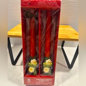 New in Box Vintage Christmas Candles. 2-10” Red, Green & Yellow Tapers!